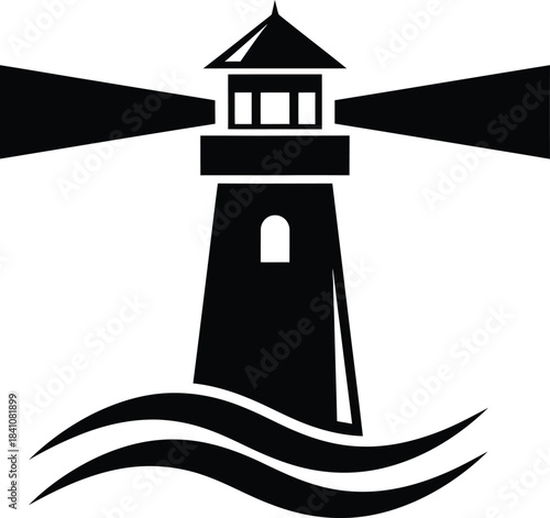 Lighthouse vector illustration black and white sea beacon navigation aid eps silhouette