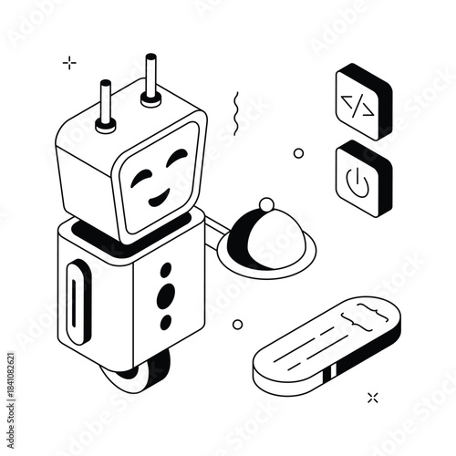 Have a look at this amazing isometric illustration of robot servant