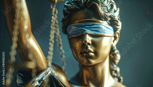 Biased Justice Concept with Blindfolded Lady Justice and Corruption Symbol
