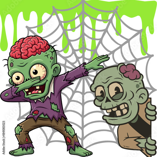 Obraz na płótnie cartoon brainy zombies spooky and funny funny zombie