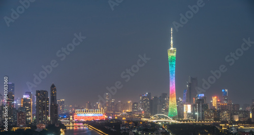 Obraz na płótnie Night view of Guangzhou Tower, China