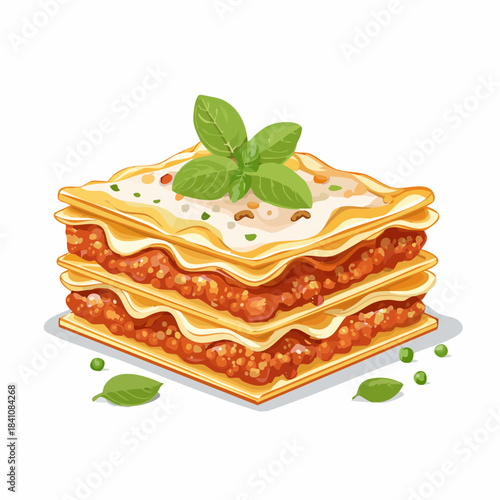 Traditional lasagna made with minced beef bolognese sauce