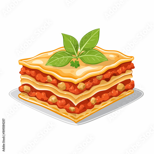 Traditional lasagna made with minced beef bolognese sauce