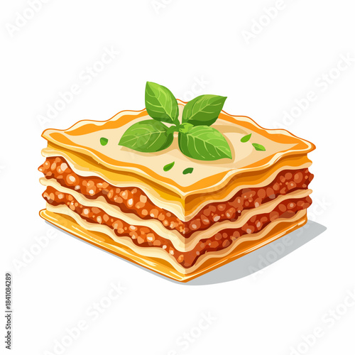 Traditional lasagna made with minced beef bolognese sauce