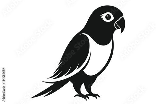 lovebird silhouette line art vector illustration with a white background