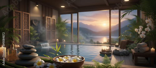 Cozy Modern Interior with Sunset City View