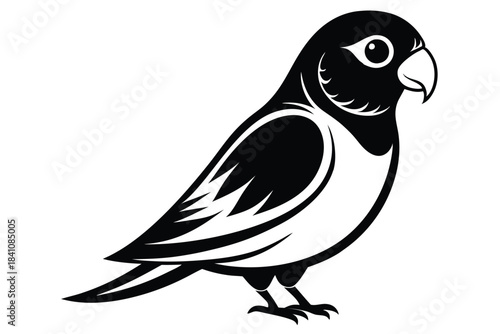 lovebird silhouette line art vector illustration with a white background