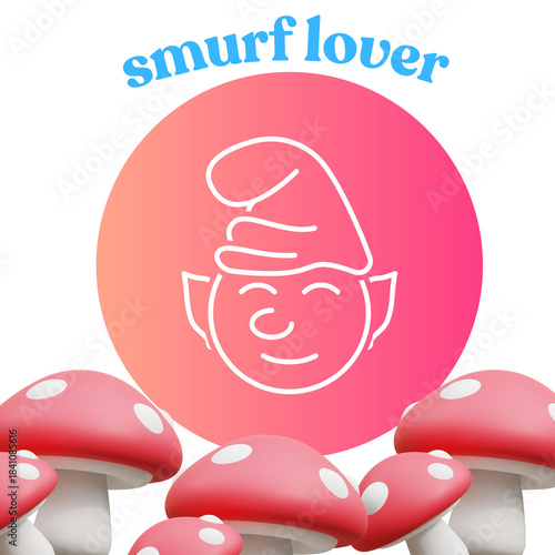 Fotografi cute gnome and mushroom art smurf lover