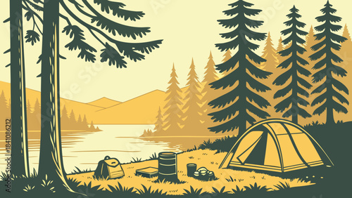 set of camping elements