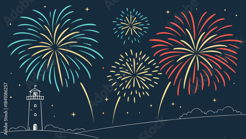 fireworks on the city