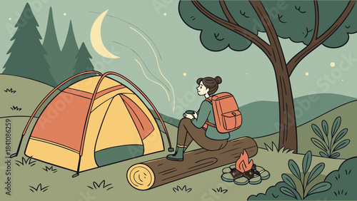 camping in the tent