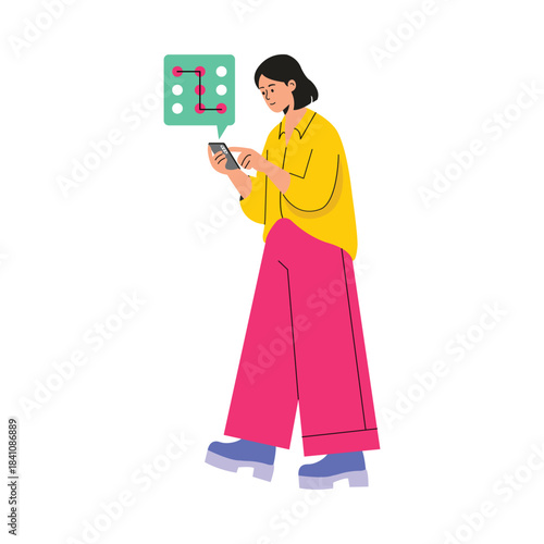 Typing Pin code Vector Flat Illustration EPS 10 File