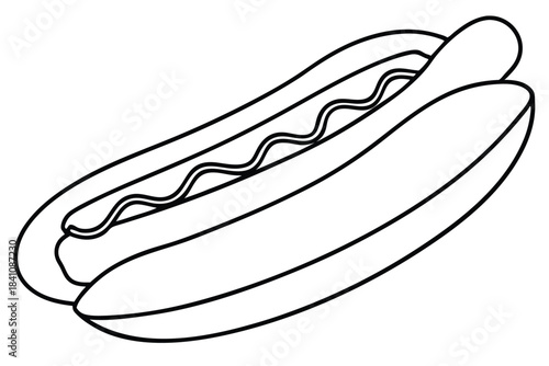 hot dog silhouette line art vector illustration with a white background