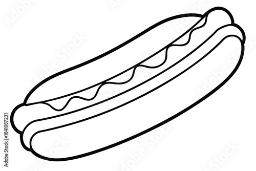 hot dog silhouette line art vector illustration with a white background