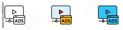 Video Ads icon vector. video advertising overlays and digital marketing symbol. vector illustration.