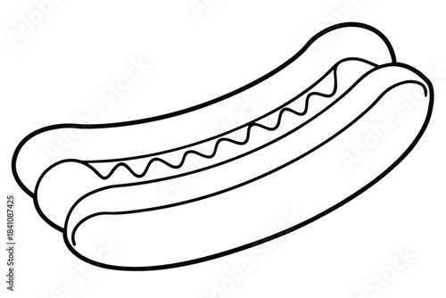 hot dog silhouette line art vector illustration with a white background