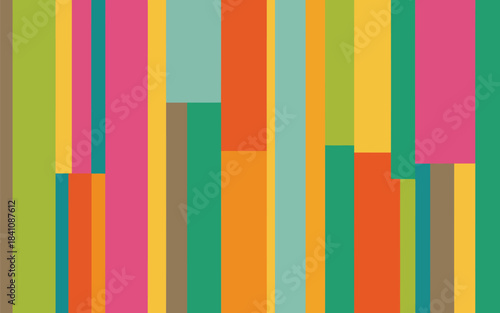 A modern and vibrant arrangement of vertical rectangular blocks creates a lively and dynamic colorful pattern