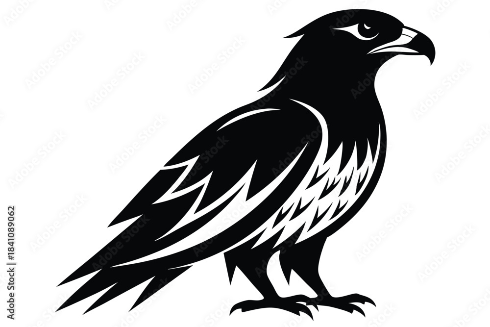 Obraz premium hawk silhouette line art vector illustration with a white background