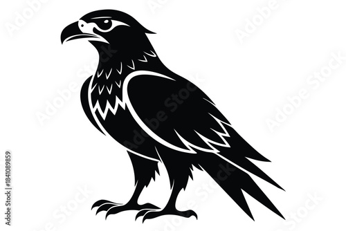 hawk silhouette line art vector illustration with a white background