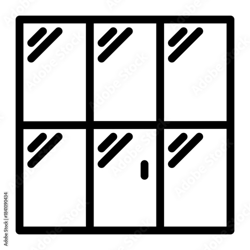 Glass wall rebound icon line style illustration