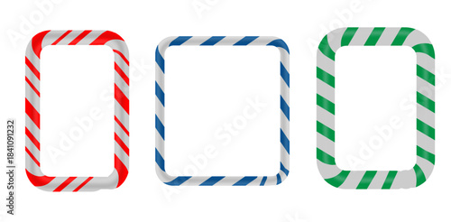 Candy canes red clipart set. Candy cane, lollipop and peppermint candy clip art collection with shape and pattern like spiral, stripes, swirl, pine tree, heart and star for Christmas holiday sweet