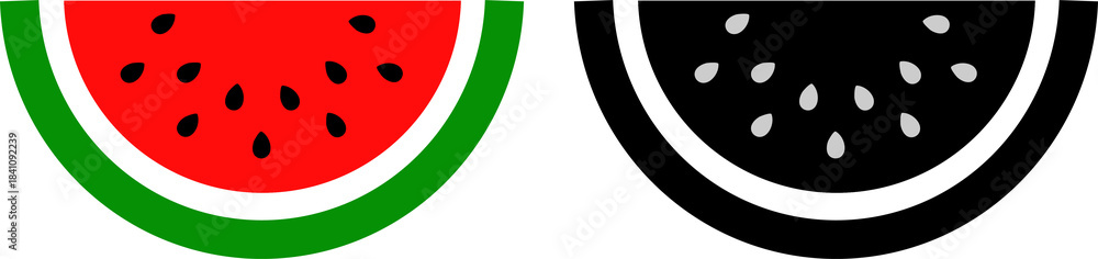 Obraz premium Watermelon Sliced Ripe Icon Vector Melon Symbol Set on White Background