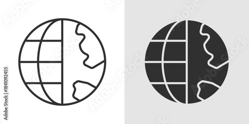 Virtual Planet Icon showing a stylized globe or planet with digital or orbital elements, representing space exploration, astronomy, and virtual universe experiences.