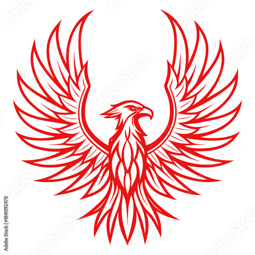 Eagle wing tattoo vector illustration design with tribal fire bird silhouette