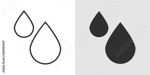 Water Drop Icon with a smooth teardrop shape, representing water, hydration, liquid, and purity in a clean modern style.