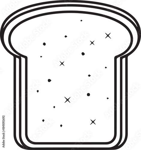 Slice of Bread Simple Illustration: A classic slice of bread, illustrated with minimalist lines, capturing the essence of a staple food item, perfect for culinary and design projects.