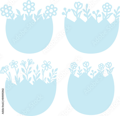 Floral Easter Cracked Egg SVG, Laser Cut Files Glowforge Silhouette Cricut,  Spring Garden Flower Plants, Wildflower Farmhouse Cottagecore