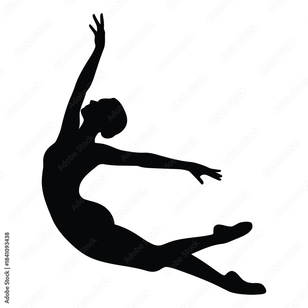 Fototapeta premium Graceful Ballet Dancers Silhouette - Elegant Female Ballerina Dance Vector Art silhouette of dynamic elegance ballet dancer leap silhouette of dynamic elegance ballet dancer leap Vector Design 