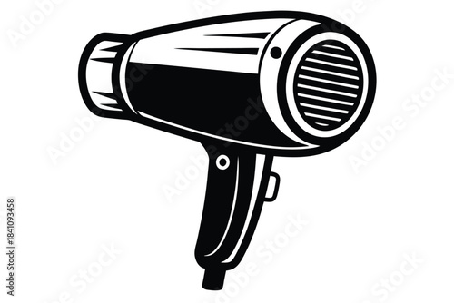 hairdryer silhouette line art vector illustration with a white background