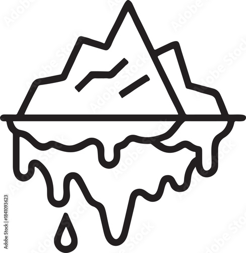  melting mountain on climate change, Green house gas, carbon emission, EPS