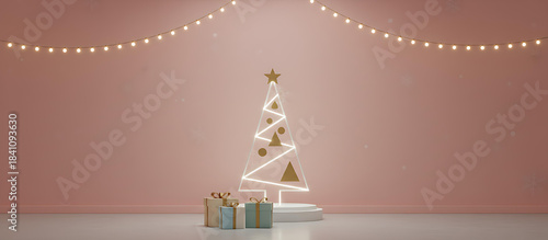 Simple Christmas Tree with Gifts and Soft Lighting