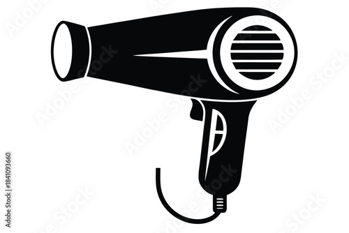 hairdryer silhouette line art vector illustration with a white background