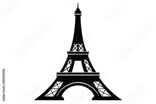 eiffel tower silhouette line art vector illustration with a white background