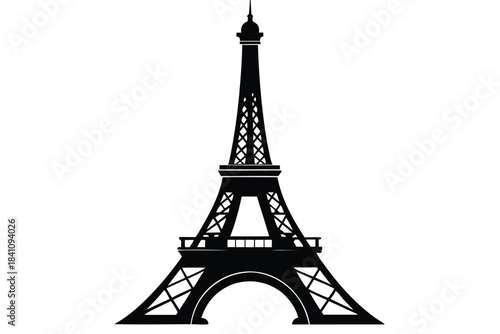 eiffel tower silhouette line art vector illustration with a white background