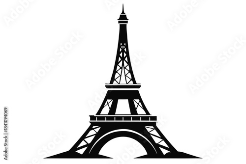 eiffel tower silhouette line art vector illustration with a white background