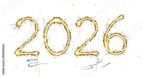 Sparkling 2026 new year celebration design on dark blue background festive mood