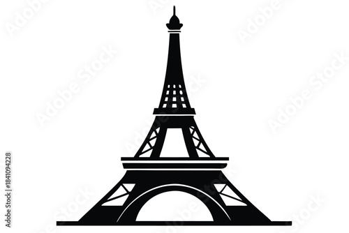 eiffel tower silhouette line art vector illustration with a white background