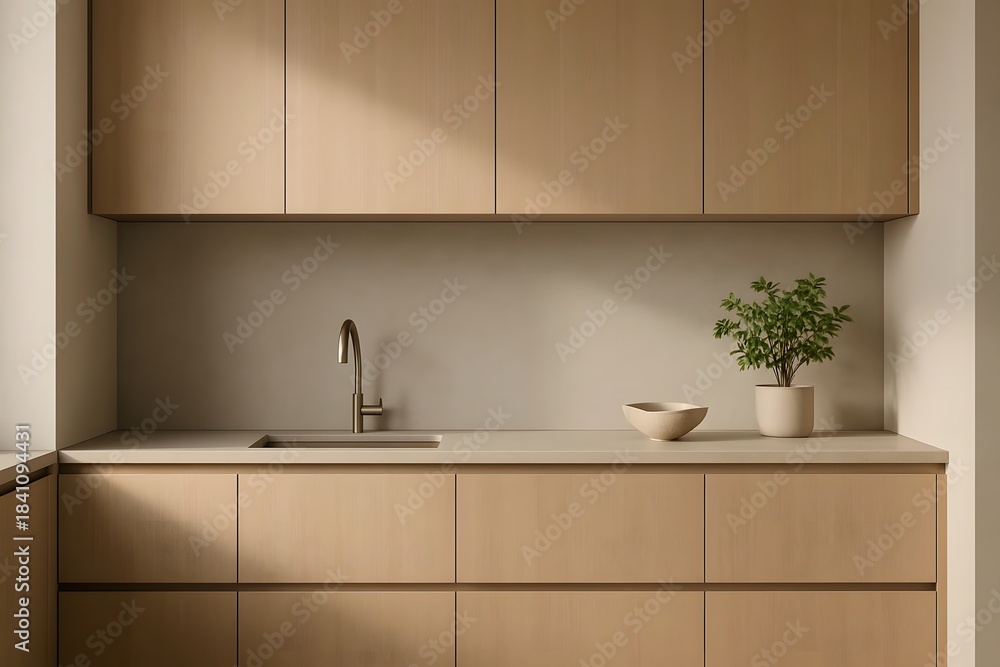 Fototapeta premium Modern Minimal Kitchen Interior for Home Design and Real Estate Branding