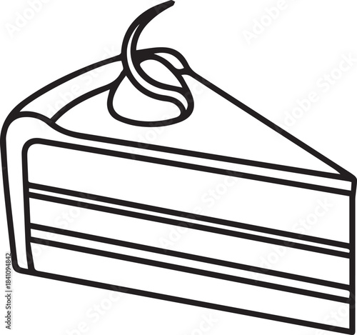 Delightful Slice of Cake: A simple, elegant illustration of a single slice of cake with creamy frosting. Perfect for evoking sweet indulgence.