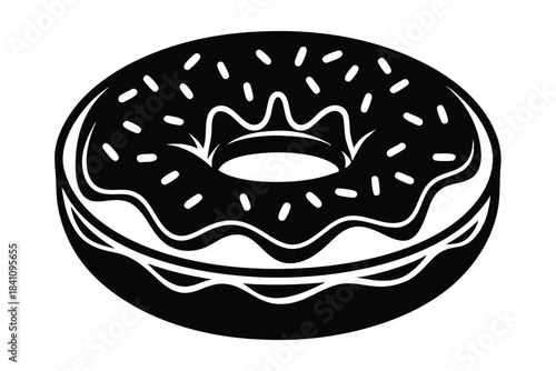 donut silhouette line art vector illustration with a white background