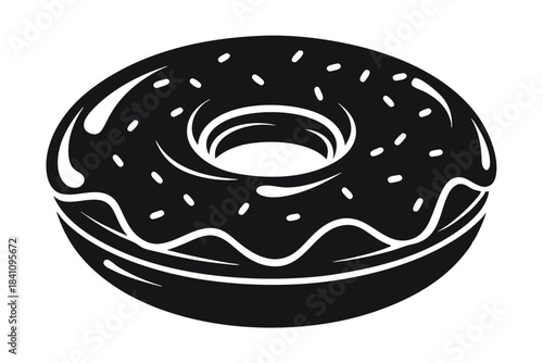 donut silhouette line art vector illustration with a white background