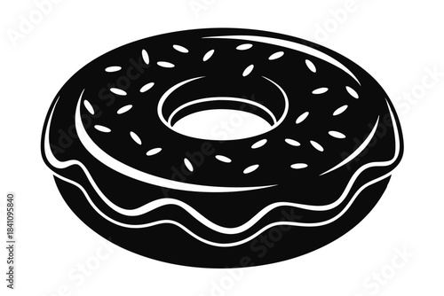 donut silhouette line art vector illustration with a white background