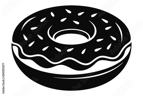 donut silhouette line art vector illustration with a white background