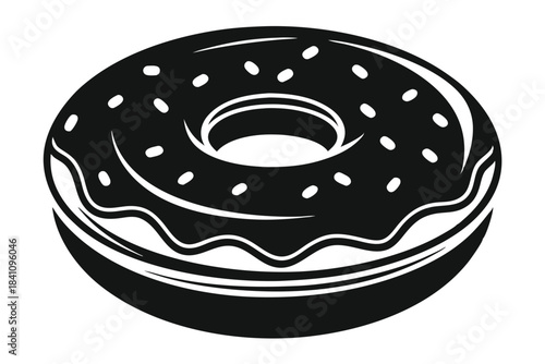 donut silhouette line art vector illustration with a white background
