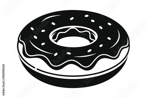 donut silhouette line art vector illustration with a white background