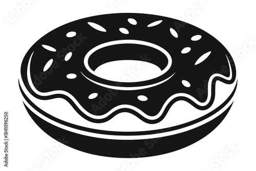 donut silhouette line art vector illustration with a white background